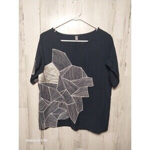 Elk The Label Large Navy Blue Geometric 100% Bamboo Top